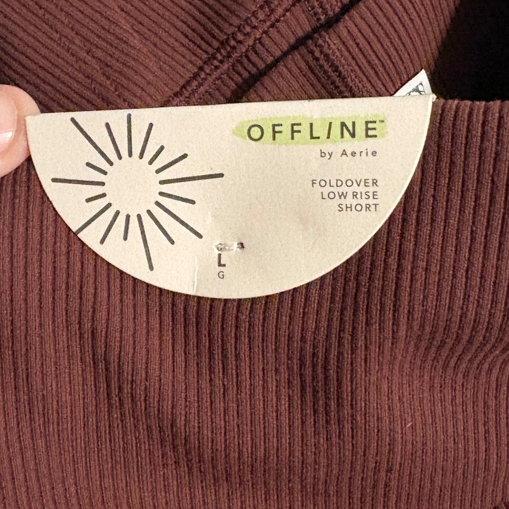 NWT OFFLINE by Aerie Ribbed Foldover Low Rise Flare Leggings Burgundy L SHORT - Picture 6 of 7
